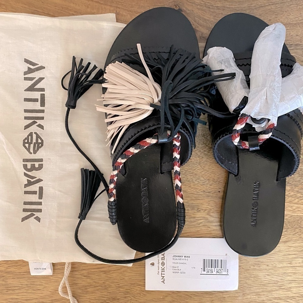 𝅺JOHNNY Was Antik Batik Youri sandal NWT color black size 37 style AB1419-2